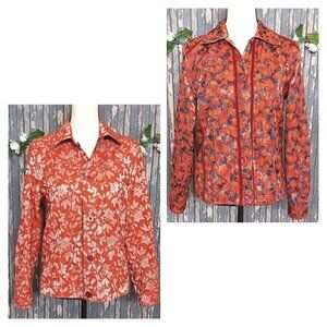 Reversible Ladies Red Floral Lightweight Jacket Size PS Button Up Casual Modest